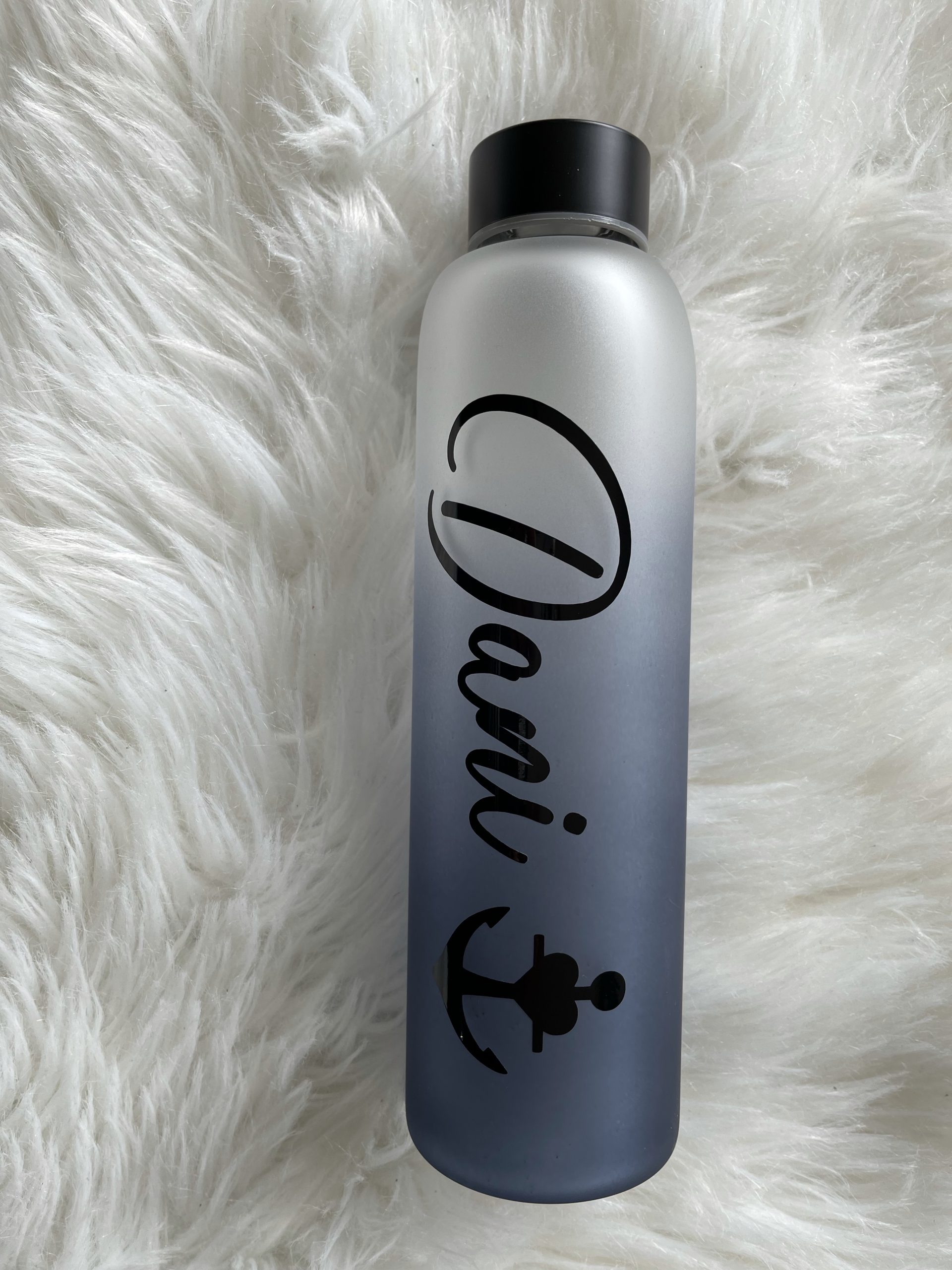 Personalisierte Glas-Trinkflasche Schwarz 550ml – Bild 5