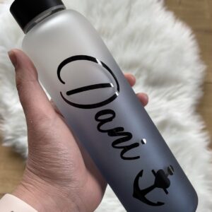 Personalisierte Glas-Trinkflasche Schwarz 550ml